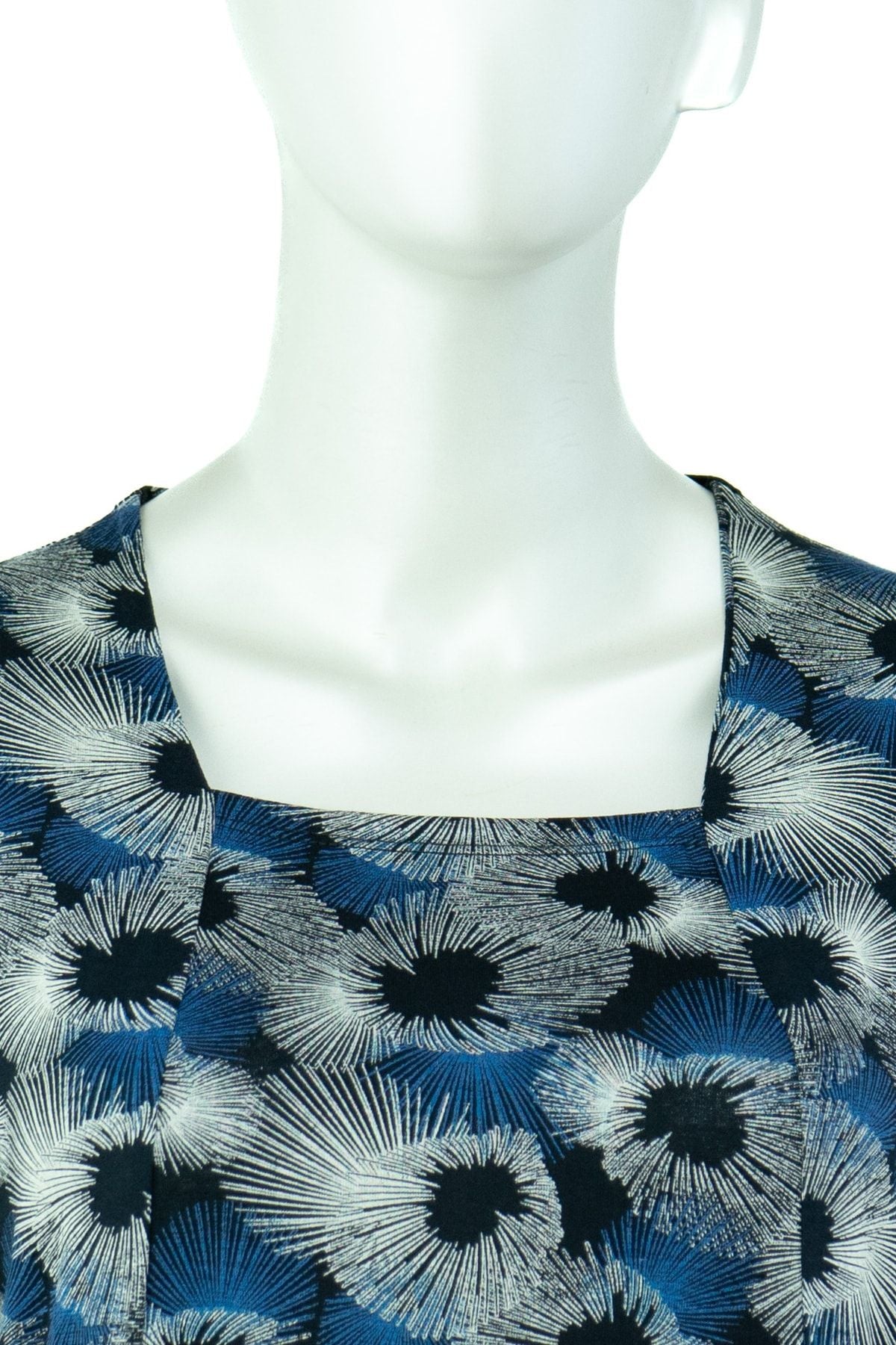 Kadın Zambak Desenli Kısa Kollu Tam Kalıp Likralı Viskon Kumaş Klasik Diz Altı Elbise